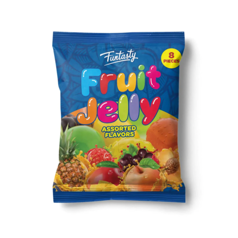 Fruit Jelly Candy, Assorted Flavors Squeezable Vegan-Friendly, 25 Coun